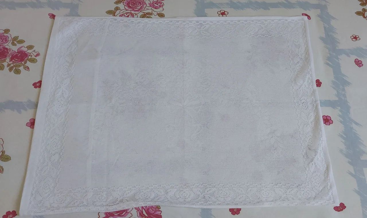 Jogo de lençol branco casal com elástico e par de fronhas com renda - Foto 2