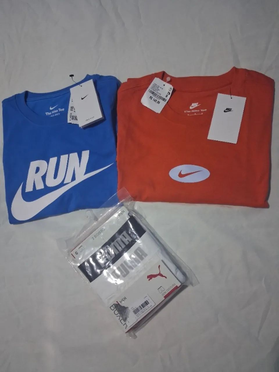 Kit duas camisetas Nike +pacote de cuecas Box Puma 