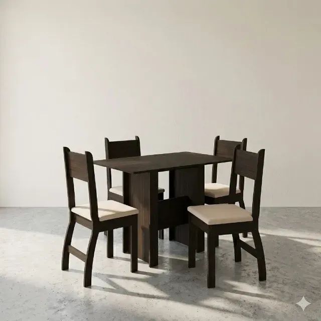 Mesa de Jantar com 4 Cadeiras Na Cor Amendoa/Savana