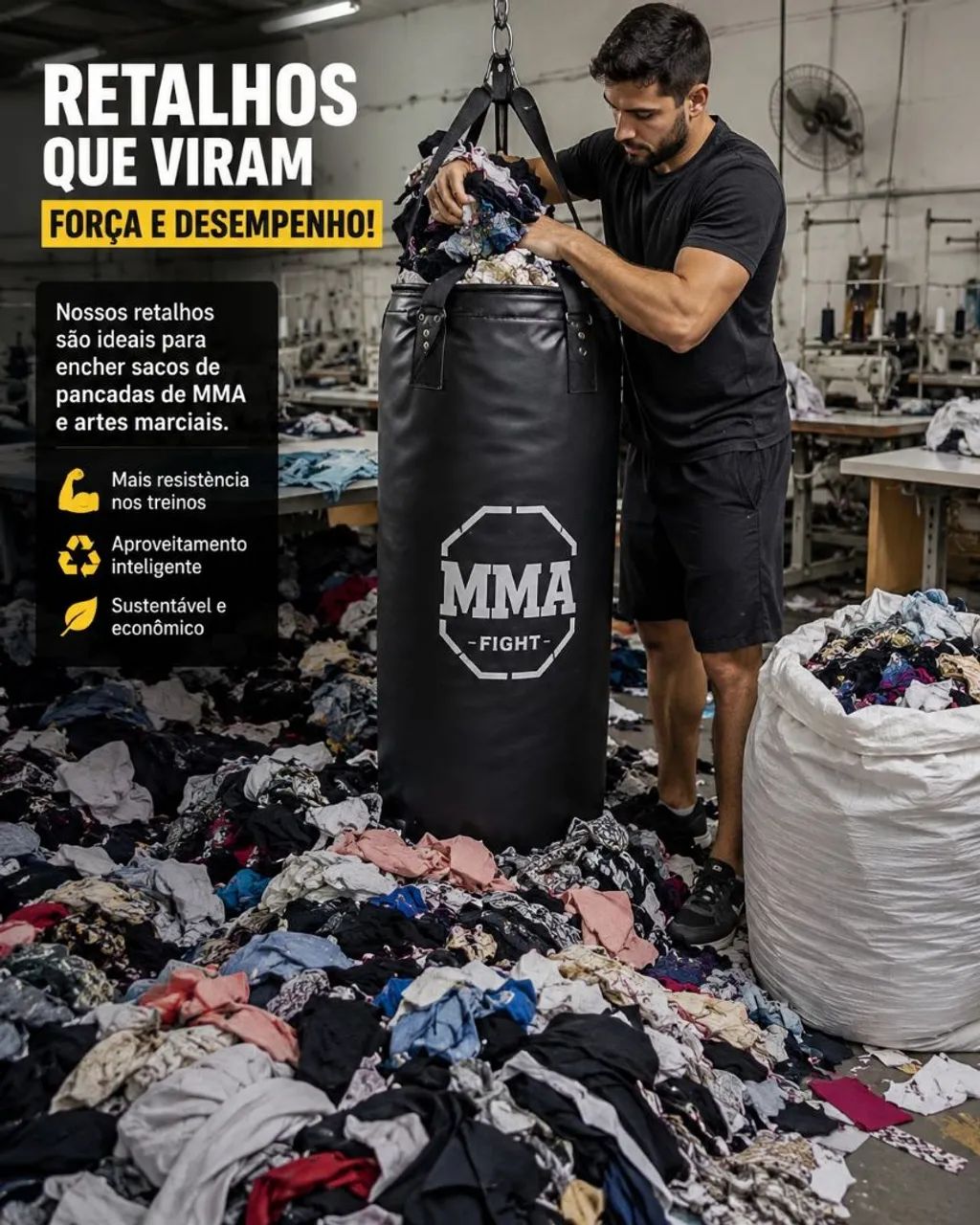 Retalhos de Tecido para Saco de Pancadas MMA/Boxe