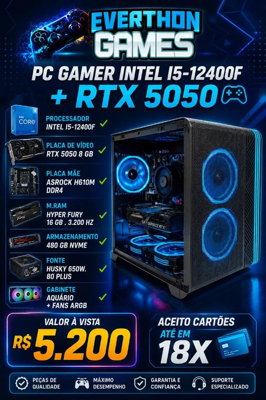 Pc Gamer I5-12400F + RTX 5050 