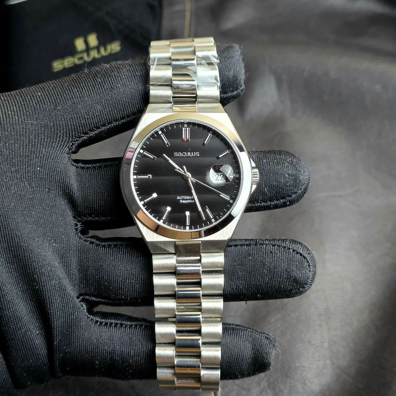 Relógio Seculus Tsuyosa Automatic 40mm Prata preto