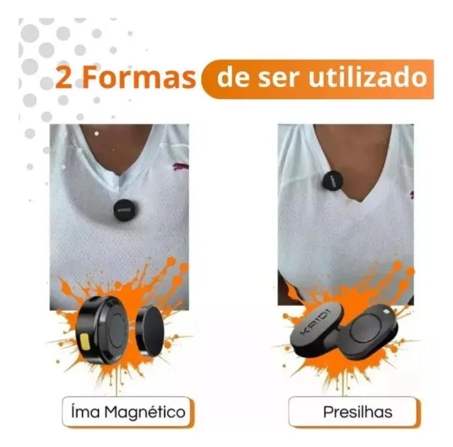 Kit de Microfone de Lapela Sem Fio Original Kaidi com 2 Unidades/para Celulares - Foto 4