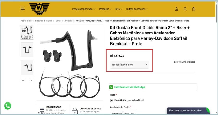 Guidom Wings kit completo com cabos e riser Harley Davidson softail - Foto 3
