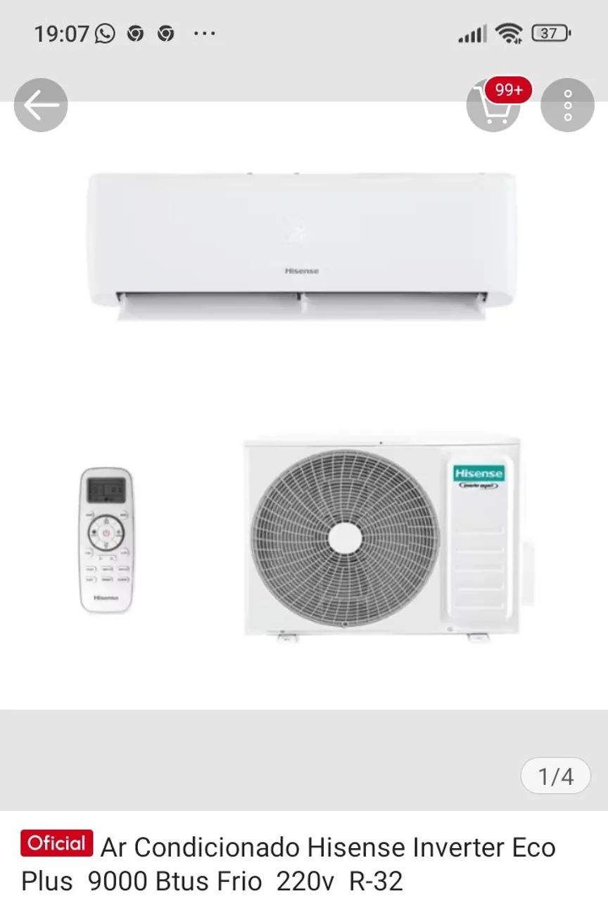 Ar condicionado HISENSE INVERTER 9000 BTU`S