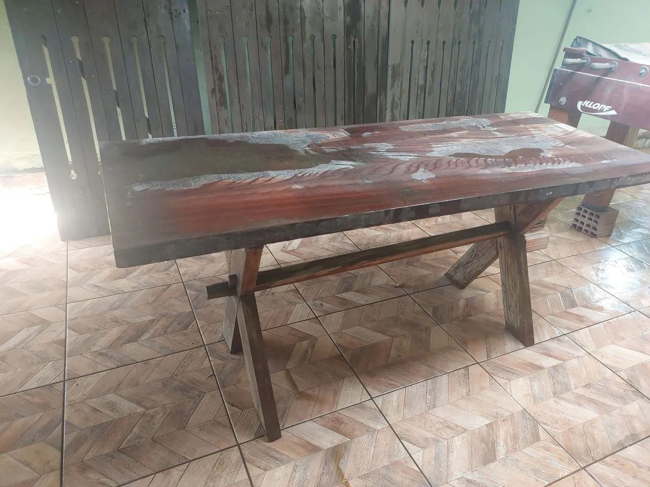Mesa rustica de madeira maciça  - Foto 5