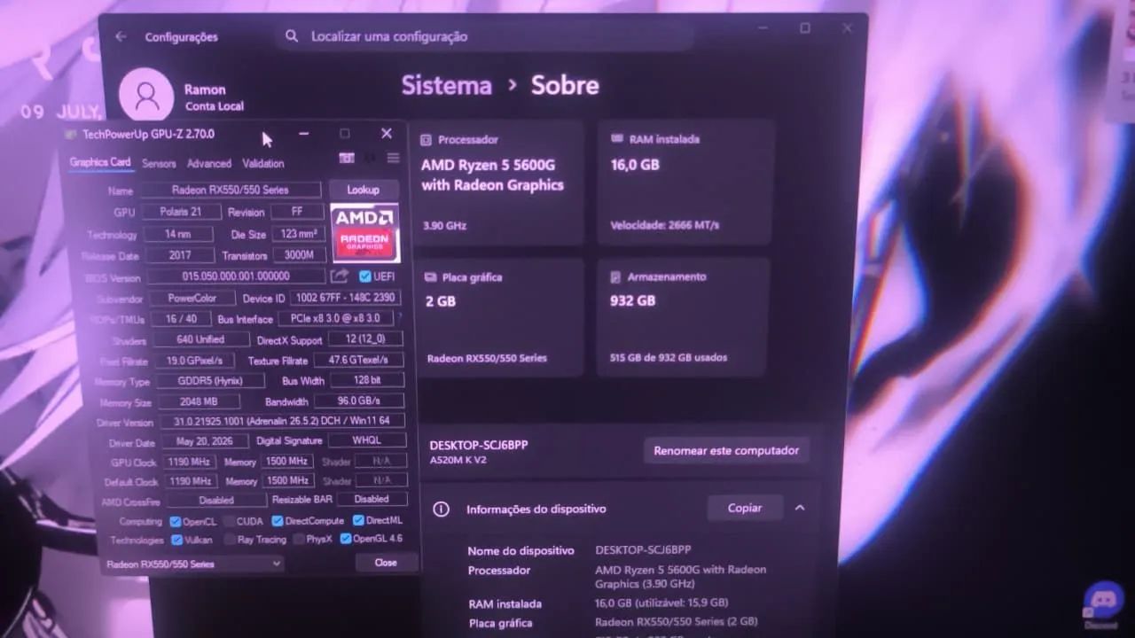 Placa RX 550 2 gigas  - Foto 5