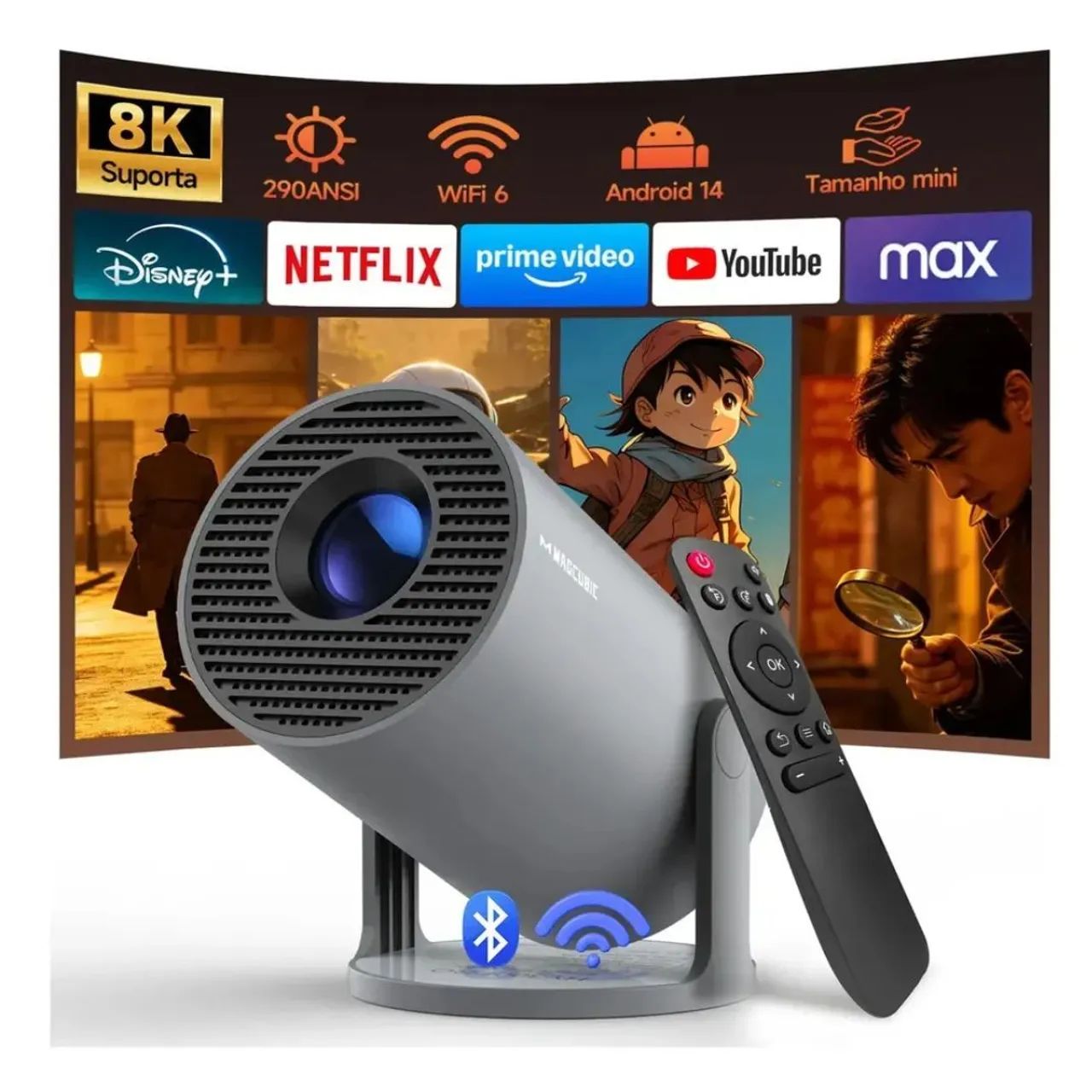 Projetor Magcubic HY300PRO Smart Mini LED Android 14 8K - Foto 4
