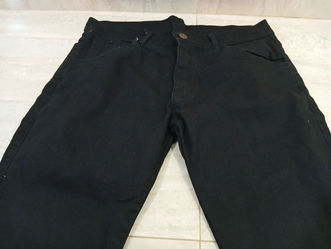Calça Jeans Masculina Corte Reto 44 Preta - Nova - Foto 2