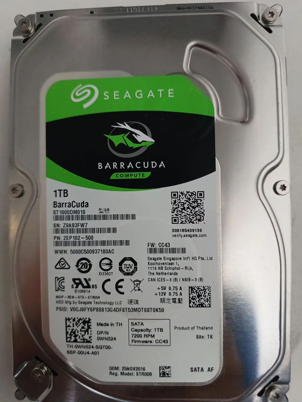 Hd seagate 1TB Barracuda cftv dvr nvr cpu 