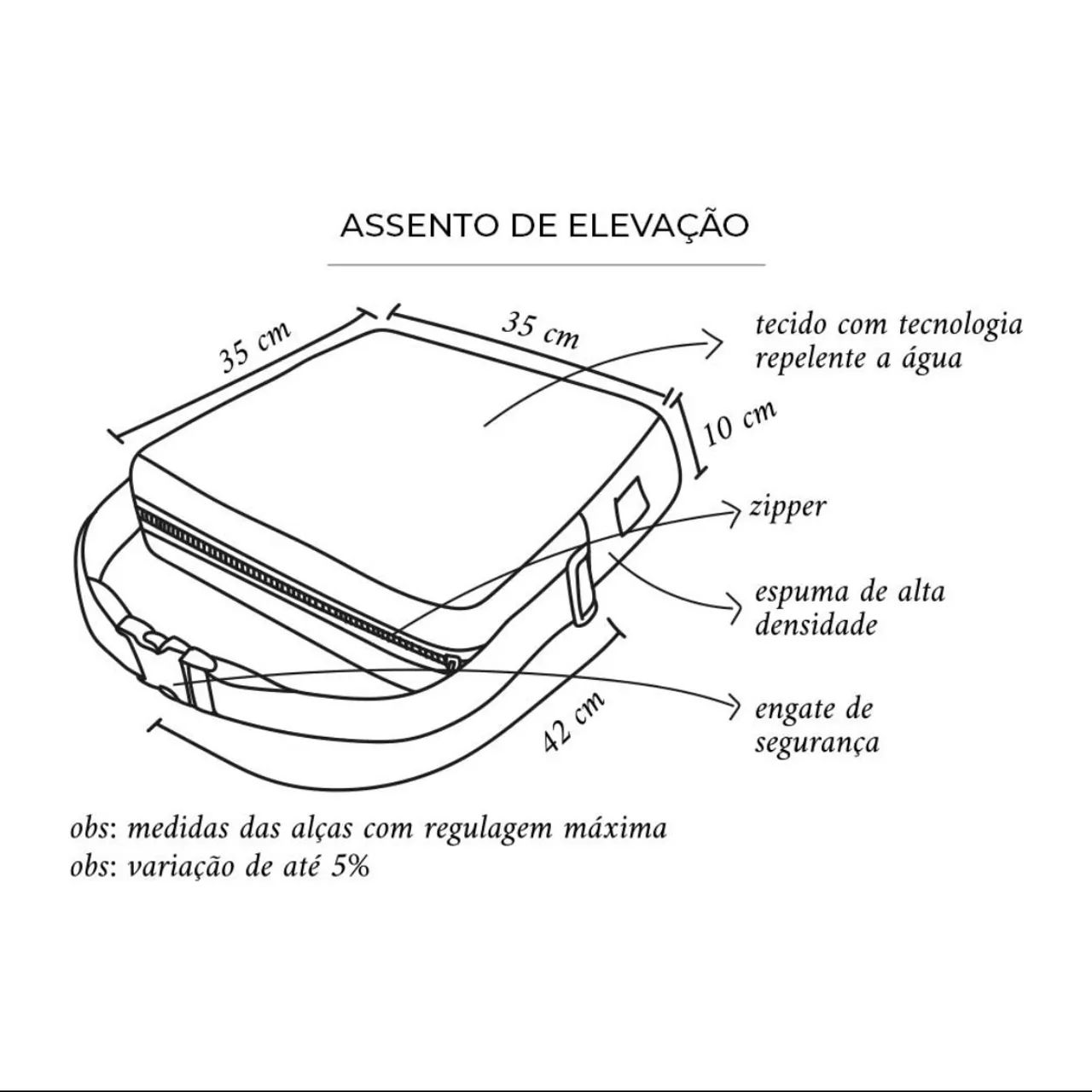 Assento de alimentação e elevação quadrado couro preto  - Foto 4