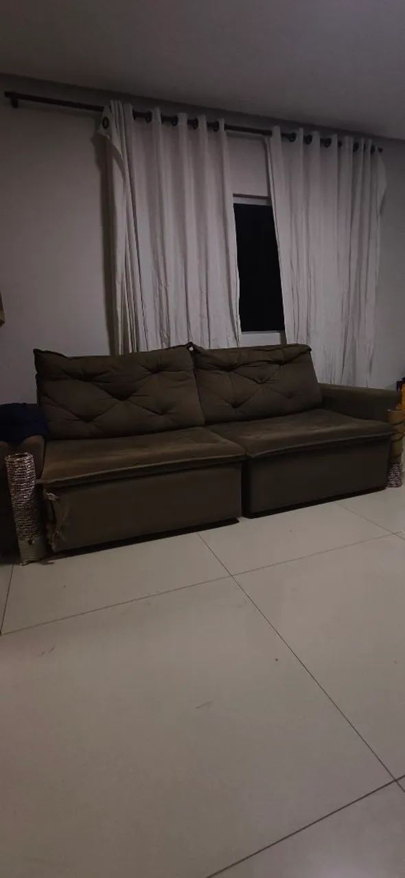 Sofá 2,5m retrátil - marrom