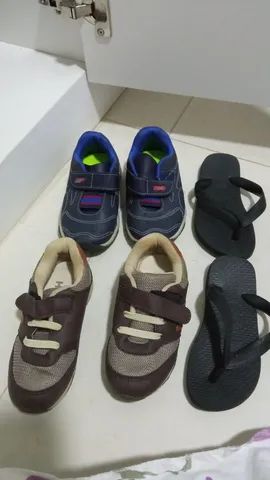 Kit de calçados: 2 Tênis, 1chuteira masculino n. 25