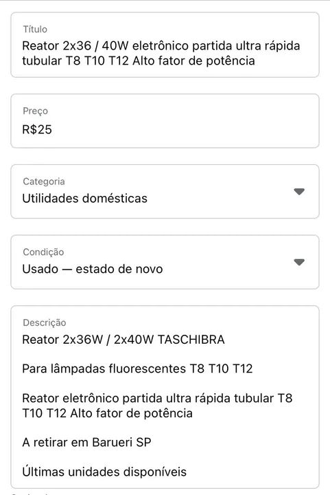 Reator eletrônico 2x36 / 40W T8 T10 T12 Alto fator de potência - Foto 4
