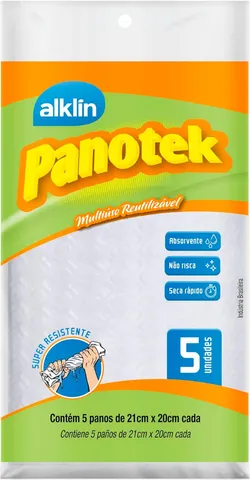 Pano Panotek Multiúso Reutilizável 21 x 20cm 5pcs - Alklin