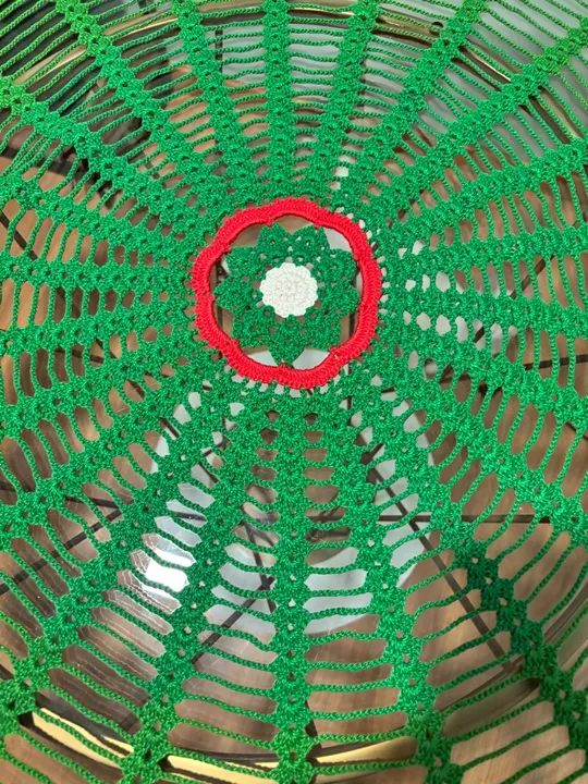 Toalha para o Natal de Crochê Verde e Vermelho - Foto 5