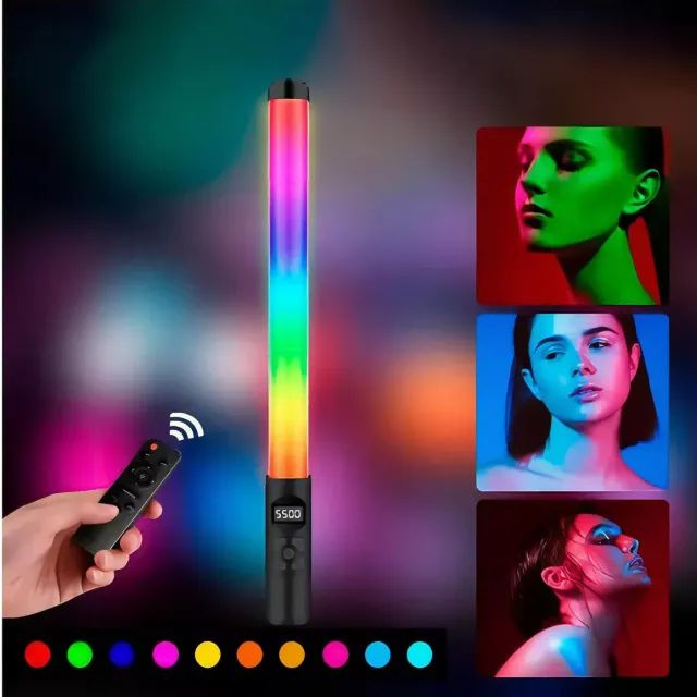 Bastão de Luz LED de Preenchimento RGB com Controle Remoto - Preto 110V/220V - Foto 6