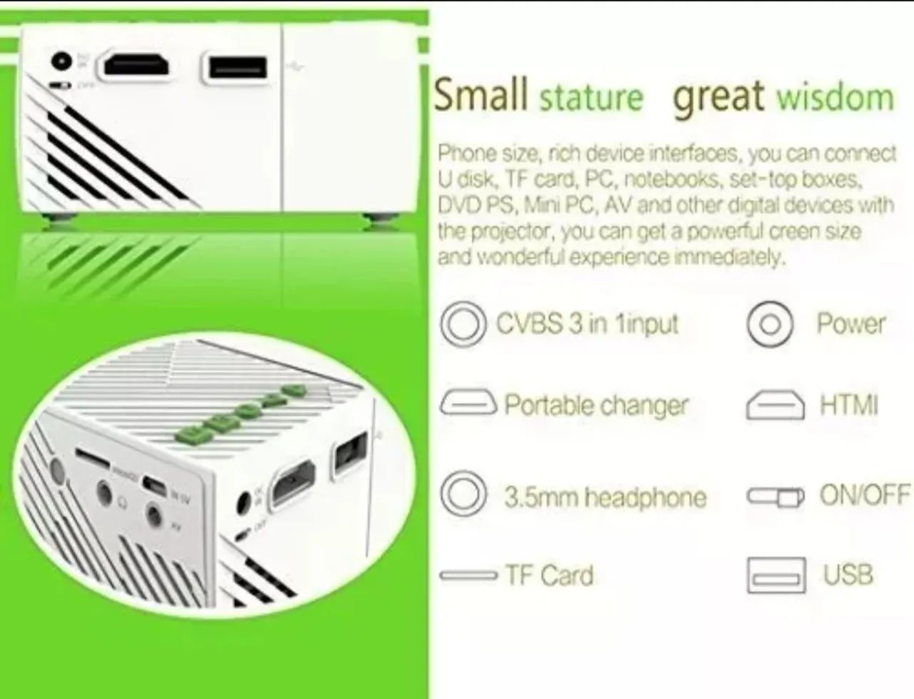 Mini Mobile Projector, Deeplee Portátil Projetor Home Built - Foto 2