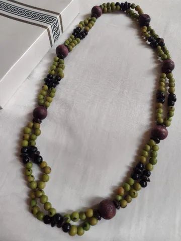 colar artesanal sementes marrom e verde, lindo! - Foto 4