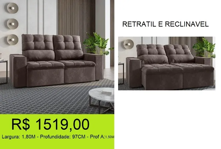Sofa retratil e reclinavel