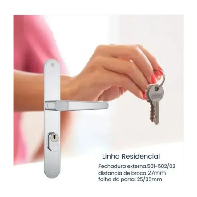 Fechadura 501/03-02 Externa Stam para Porta De Ferro Inox  - Foto 3