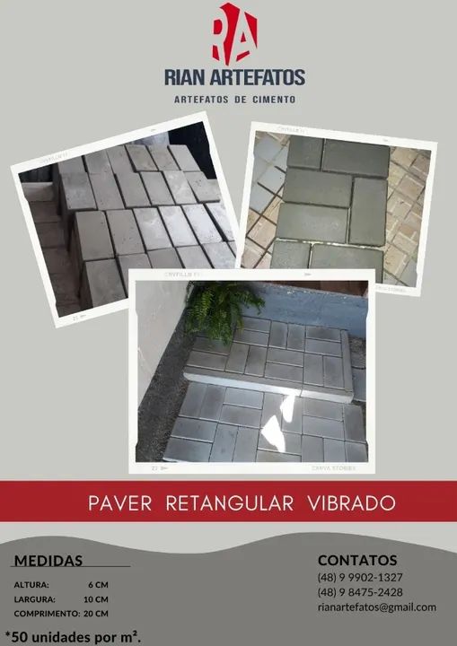 Paver Retangular Vibrado - Foto 4