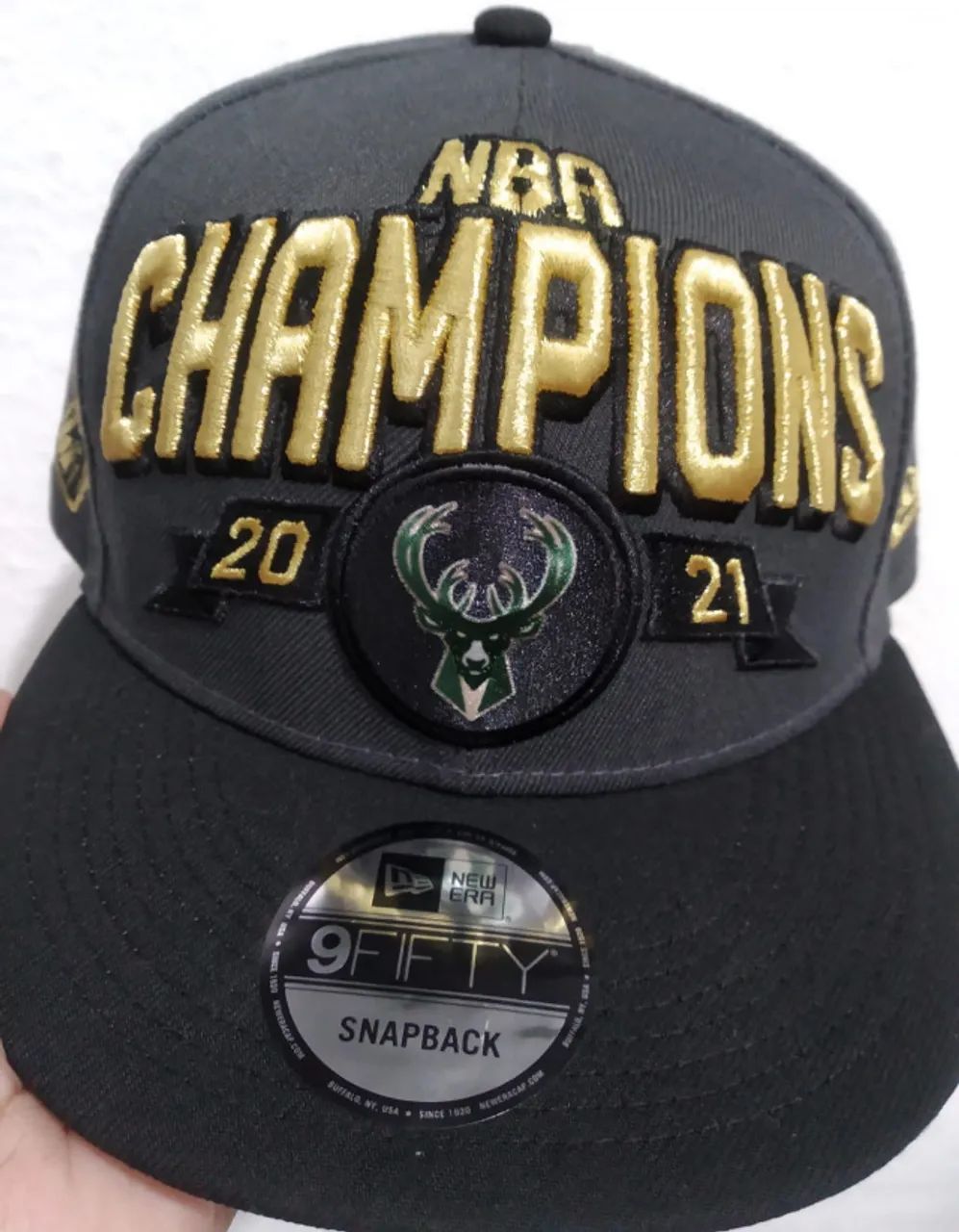 Boné Original New Era Milwaukee Bucks Campeão NBA Oficial De Quadra - Foto 3