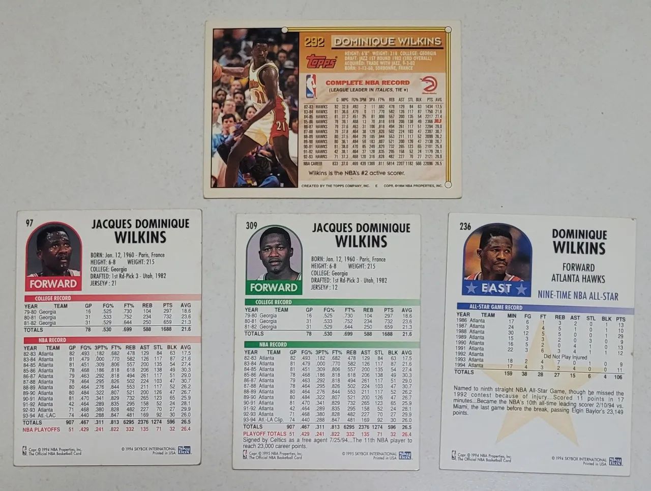 Lote 4 Cards NBA Dominique Wilkins All Star Game Boston Celtics Los Angeles Clippers Hawks - Foto 4