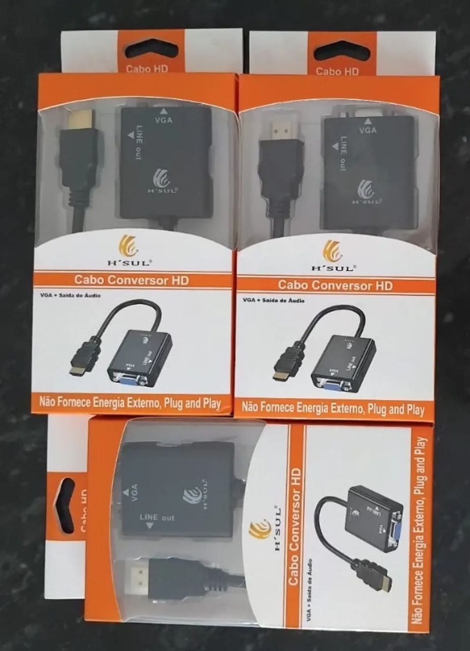 Cabo Conversor Adaptador Hdmi Para VGA Com Saída P2 Áudio - Testado - Foto 2