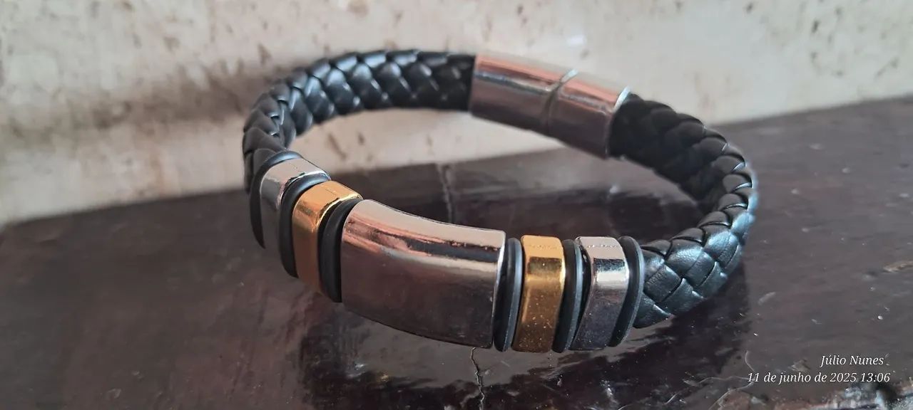 Pulseira de couro trabalhado  - Foto 5