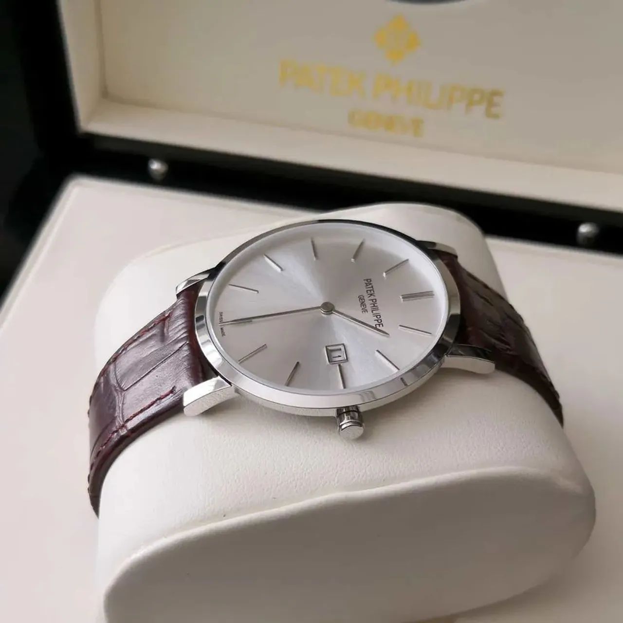 Relogio patente Philippe geneve pulseira de couro  - Foto 2