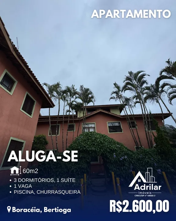 Apartamento para aluguel tem 60 metros quadrados com 3 quartos em Boraceia - Bertioga - SP