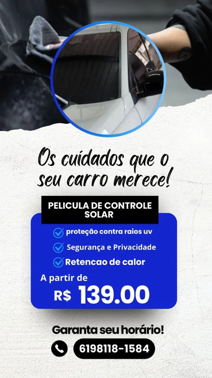 Película de Controle Solar para Carros - Proteção UV e Privacidade