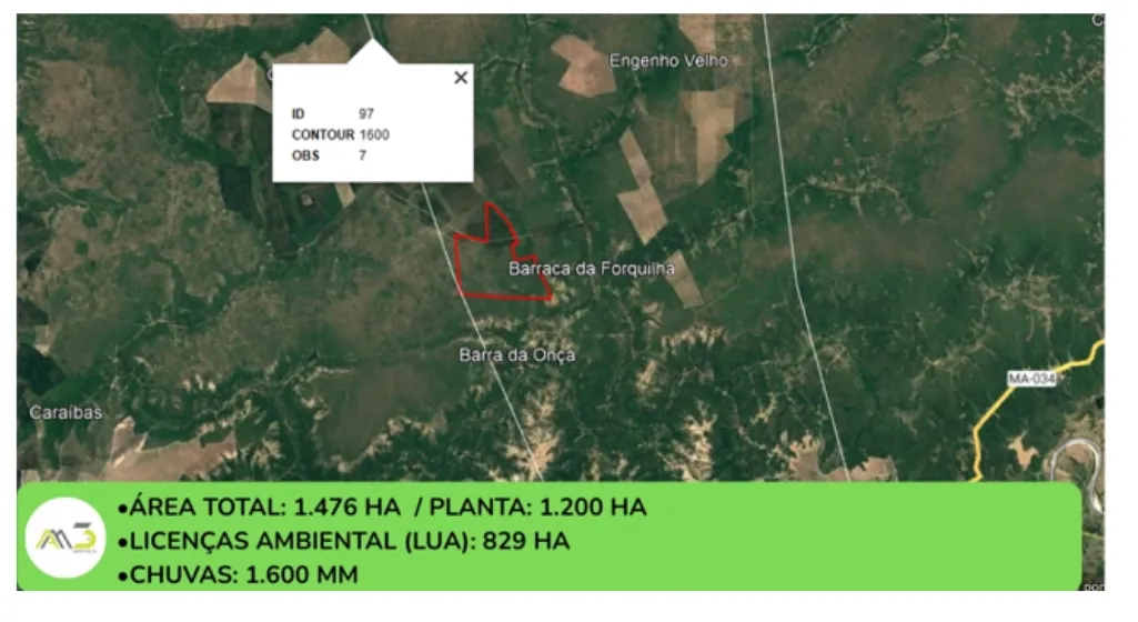 Oportunidade de negócios, área bruta para lavoura  no Maranhão com 1. 476 ha,