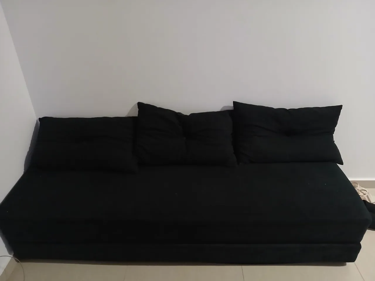 Sofá Cama Preto - Bicama em suede preto