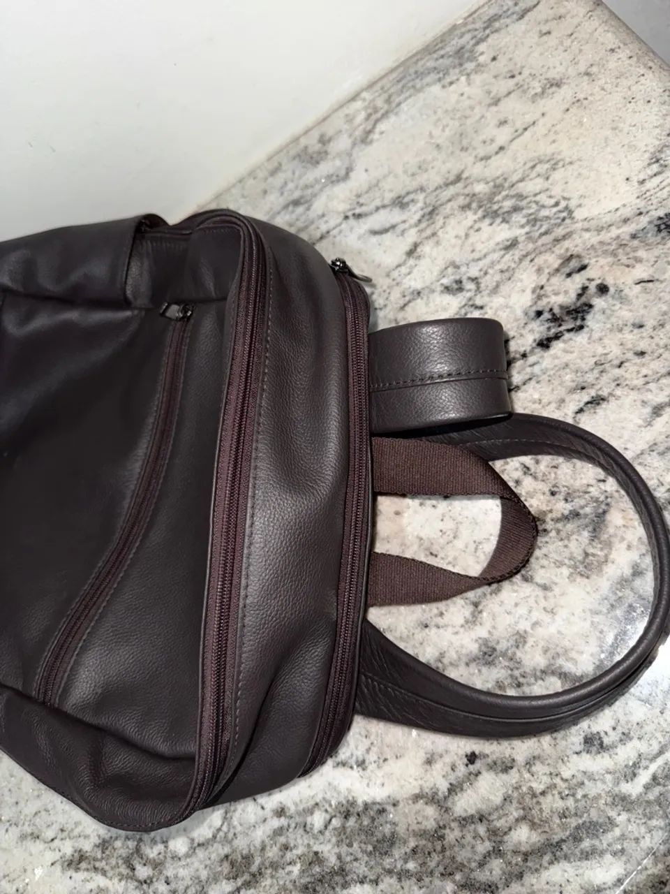 Mochila de Couro Marrom (Café ) - Foto 3