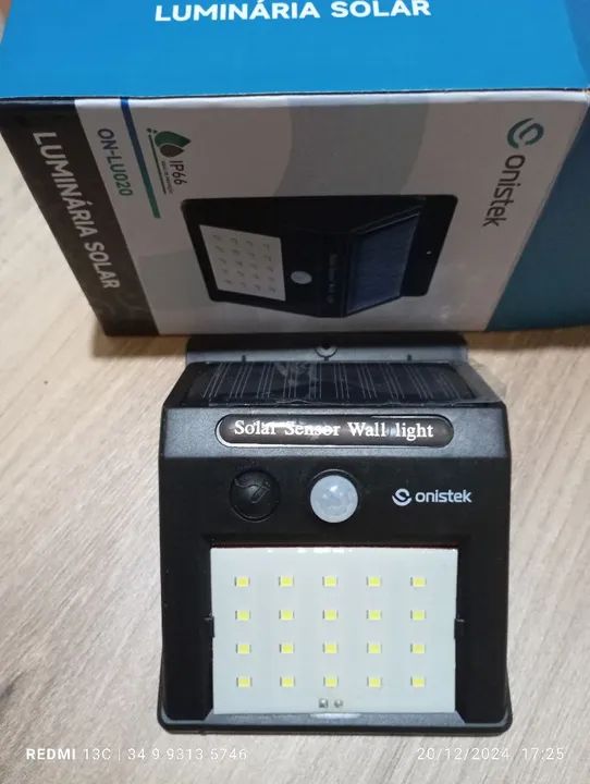 Luminária Solar Sensor de Movimento LED 20 Leds