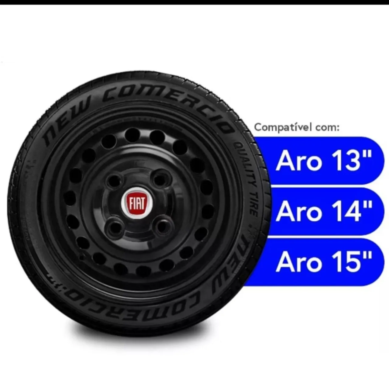 Kit 04 calotinhas centro da roda FERRO Fiat Aro 13/14/15