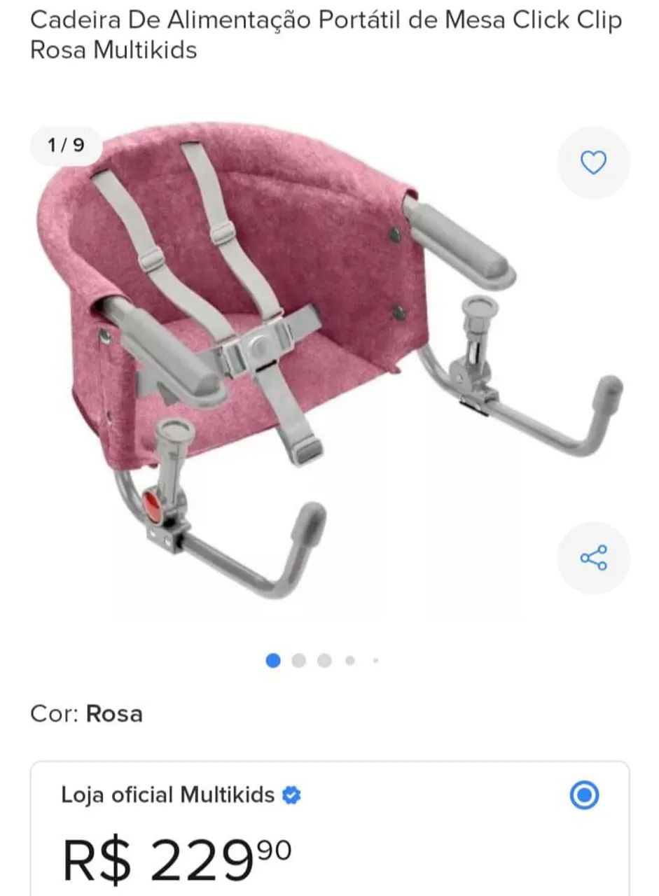 Cadeira de Alimentação Portátil de Mesa Click Clip Rosa