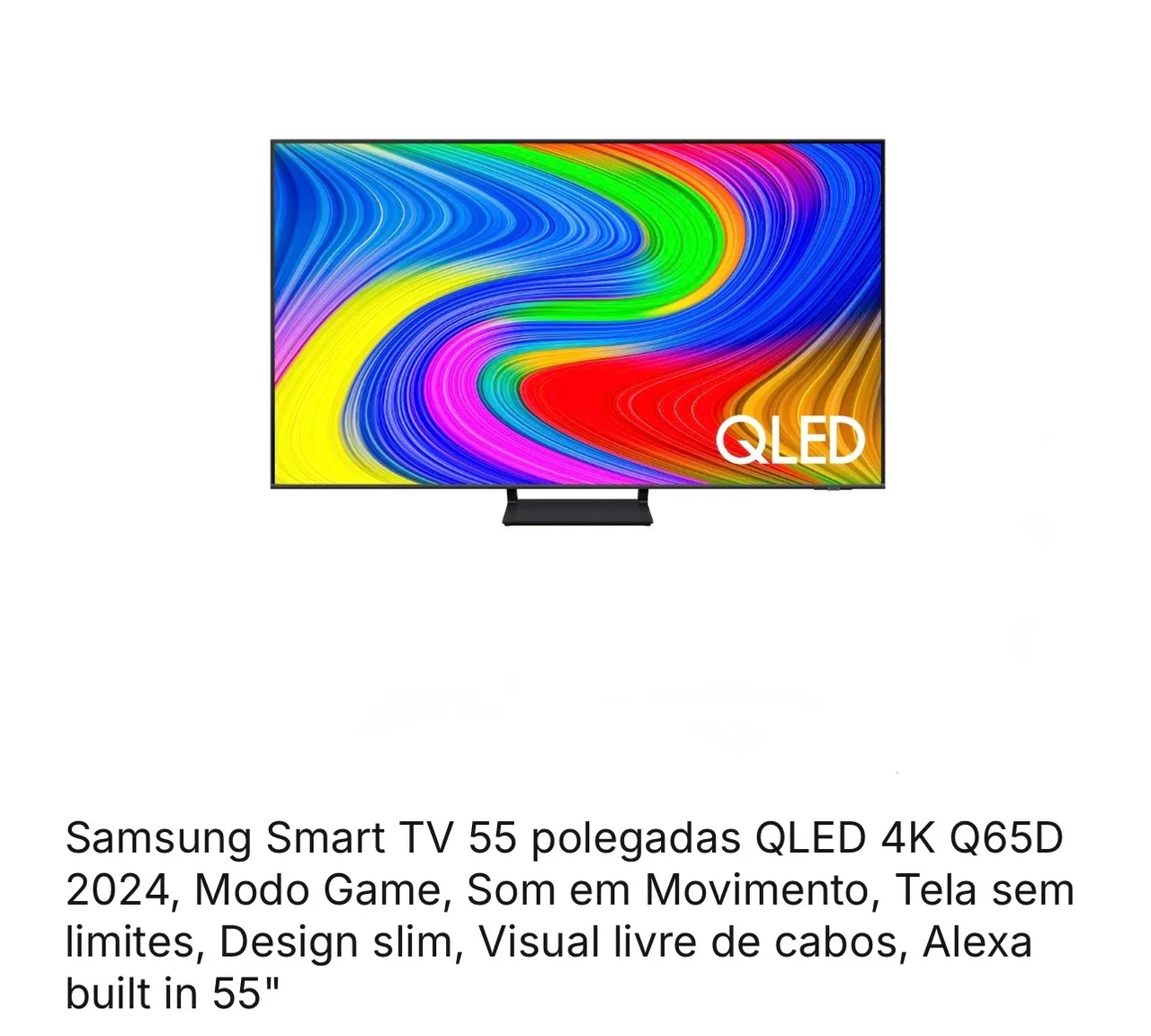 TV Samsung QLED 55 polegadas (NOVA, LACRADA)