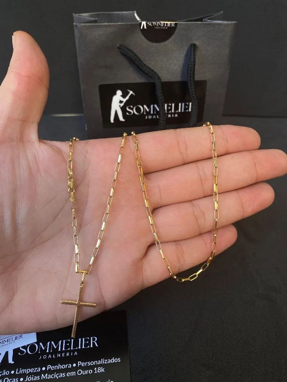 Cordão de Ouro 18k com Cruz