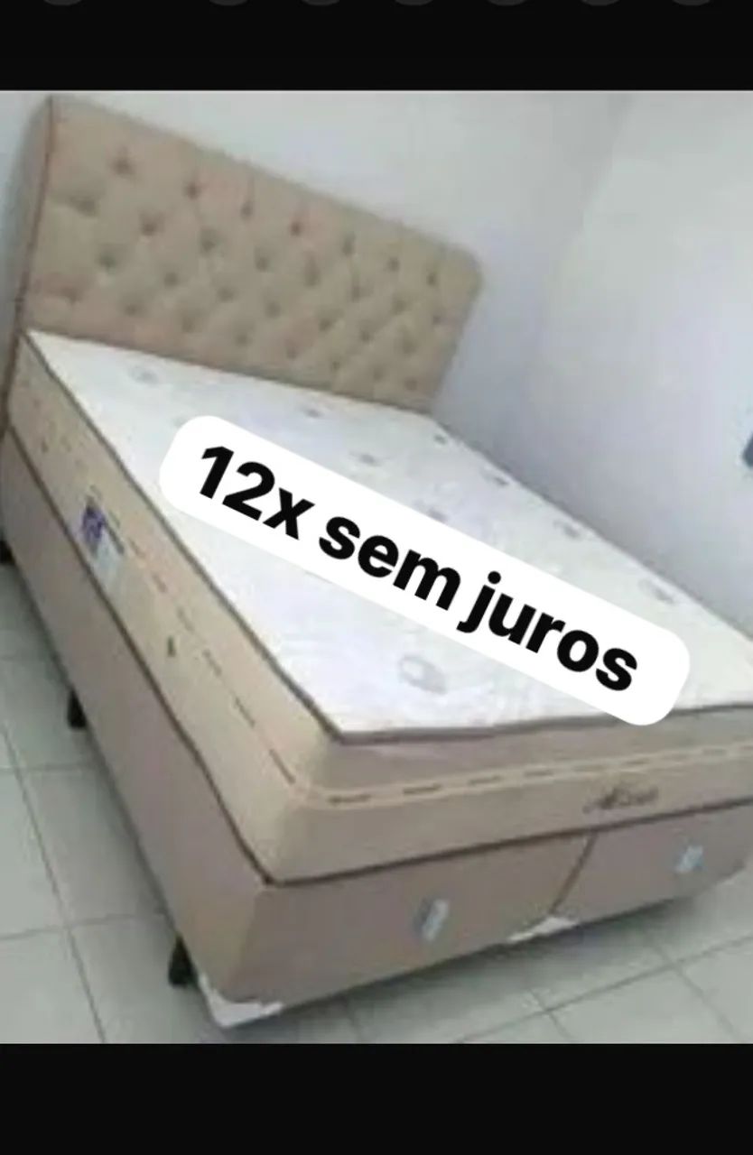 Cama box colchão molas base novo