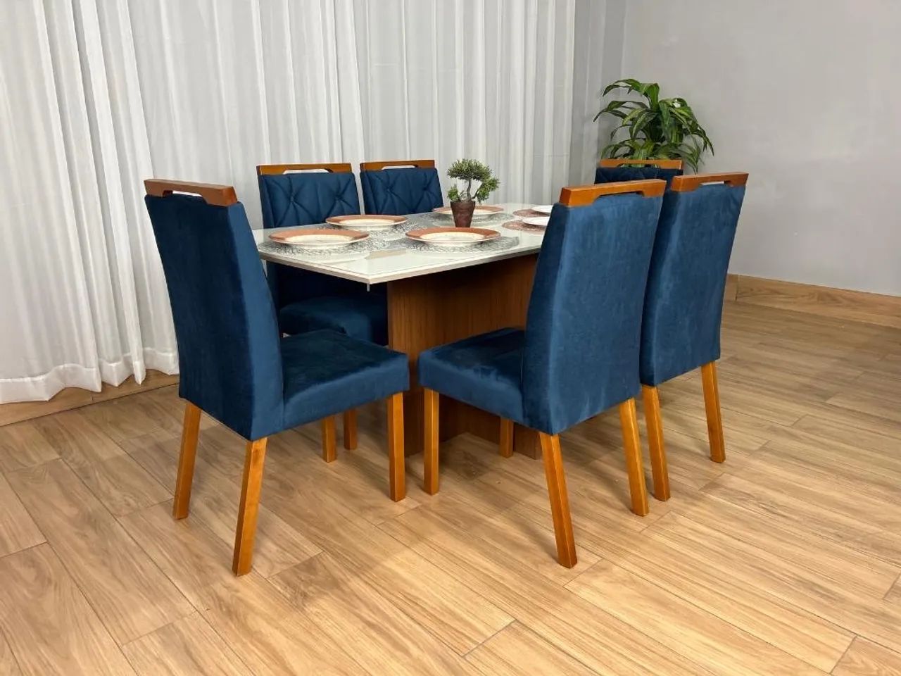Mesa de Jantar 1.60×0.90 Com 6 Cadeiras Madeira Maciça  - Foto 2