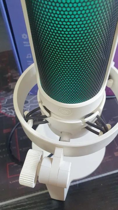 Microfone Fifine Ampligame A8 Branco Microfone Condensador Rgb Tripé - Foto 5