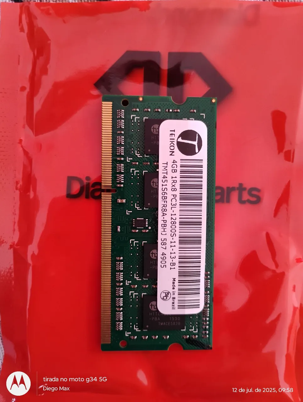 Memória RAM 4GB DDR3L TEIKON para Notebook