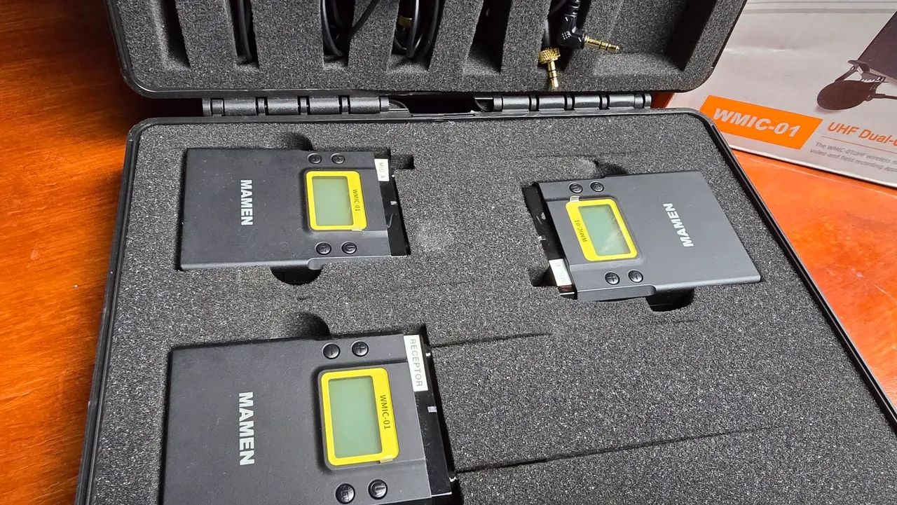 Microfone Lapela Duplo Sem Fio Para Celular E Câmeras Mamen c/ case - Foto 5