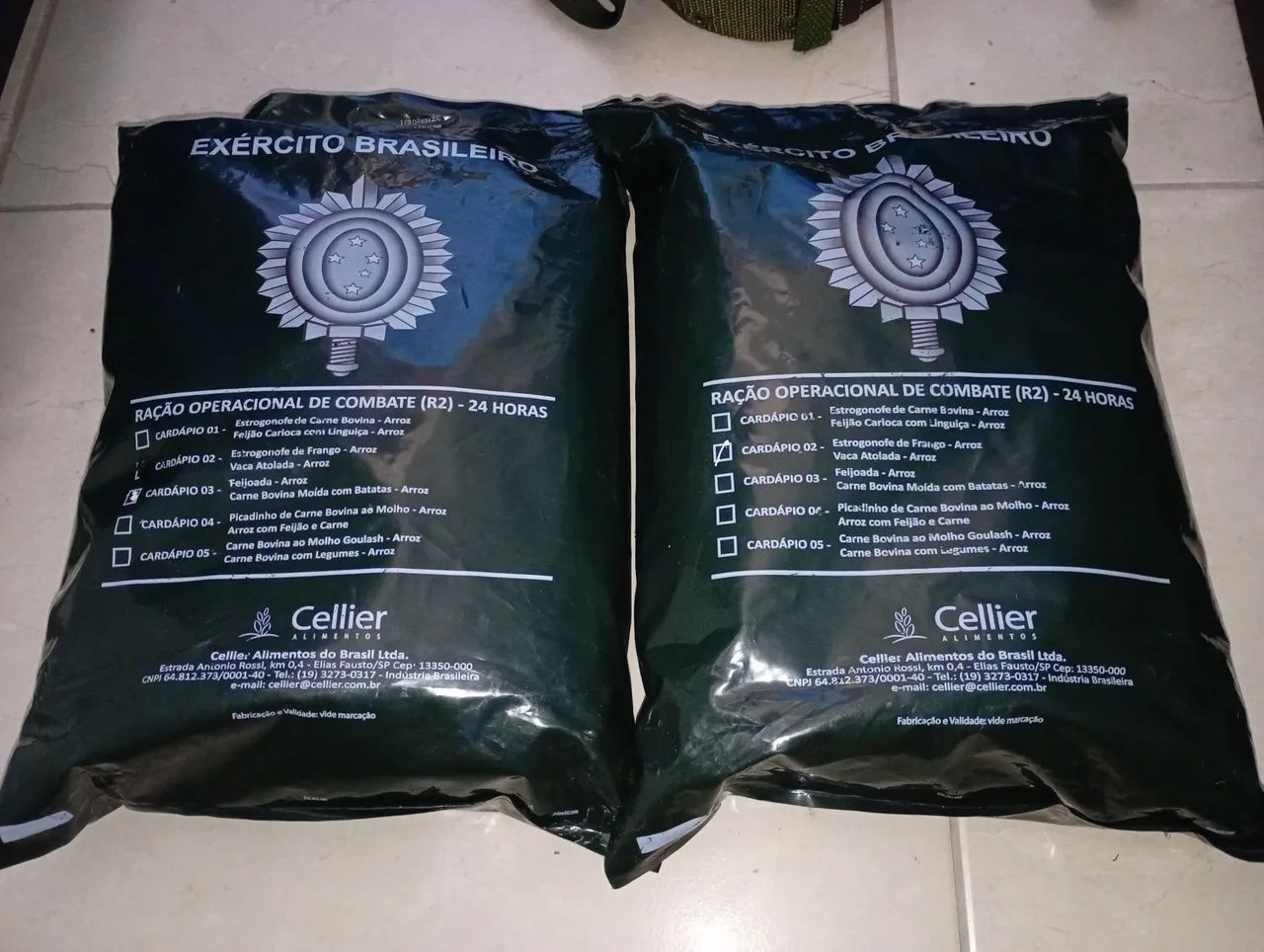 Ração militar operacional, Ração/24Hs