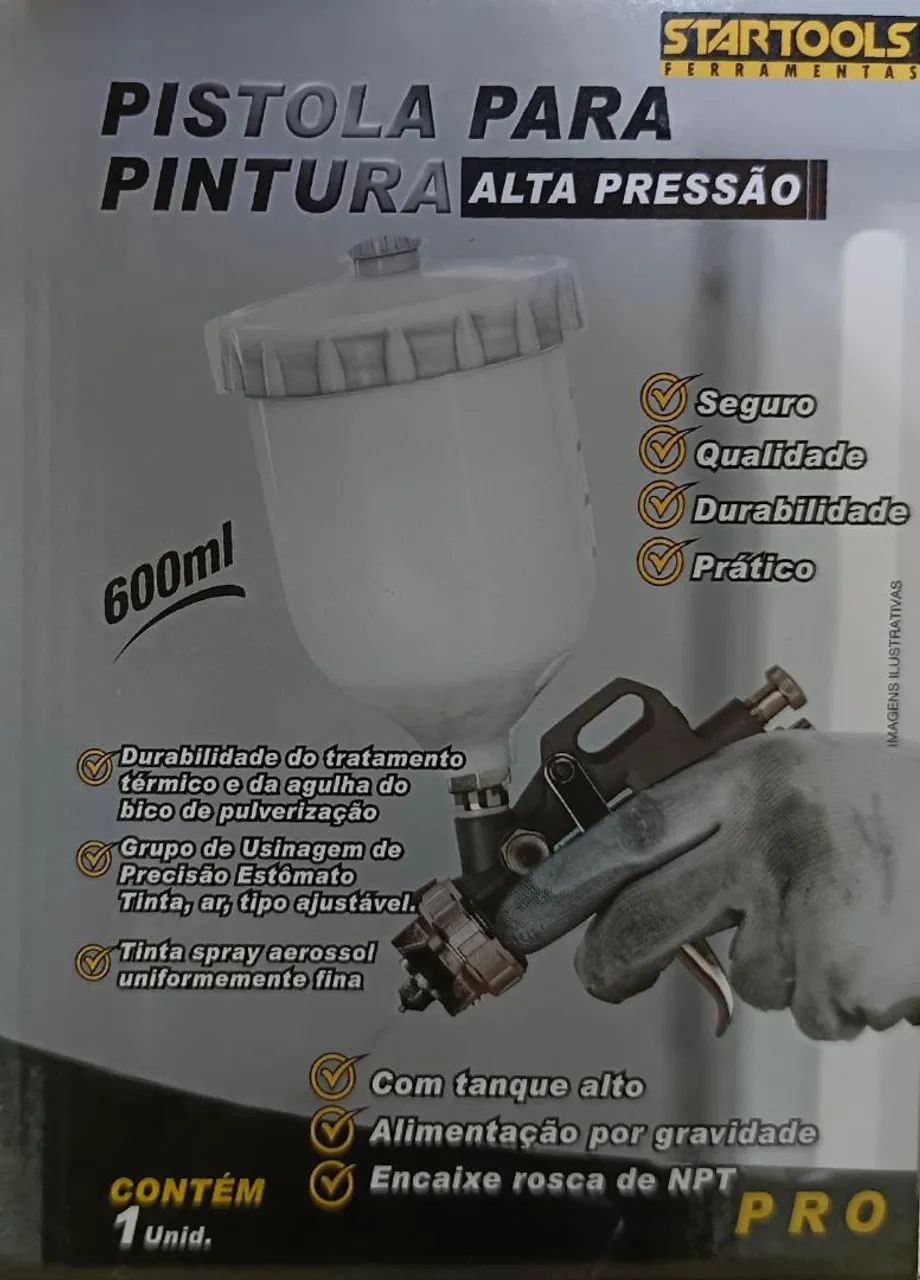 Pistola de Pintura Alta Pressão 600ml - Pro - Foto 2