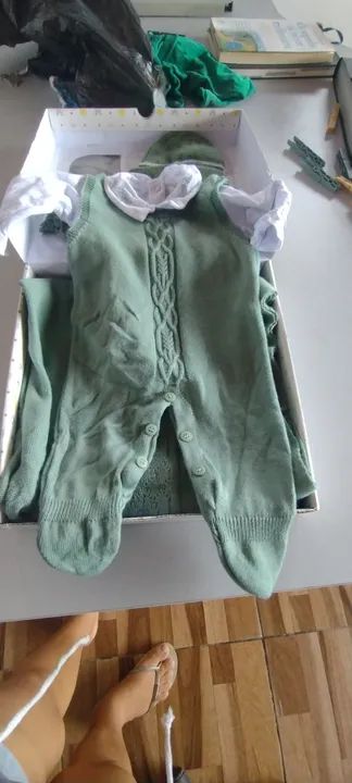 Saída maternidade Conjunto Macacão e Manta Bebê Verde - Novo - Foto 3