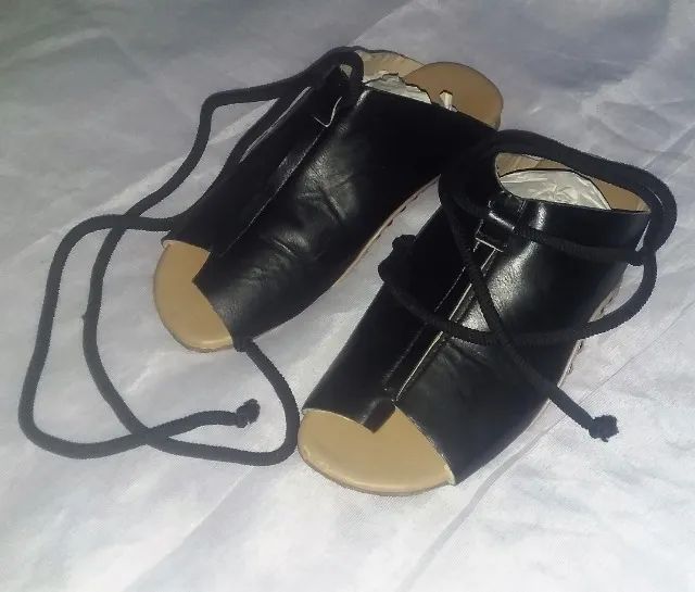 Sandalia feminina preta de cordas amarração -(promocao roupas sapatos femininos liquidacao - Foto 2